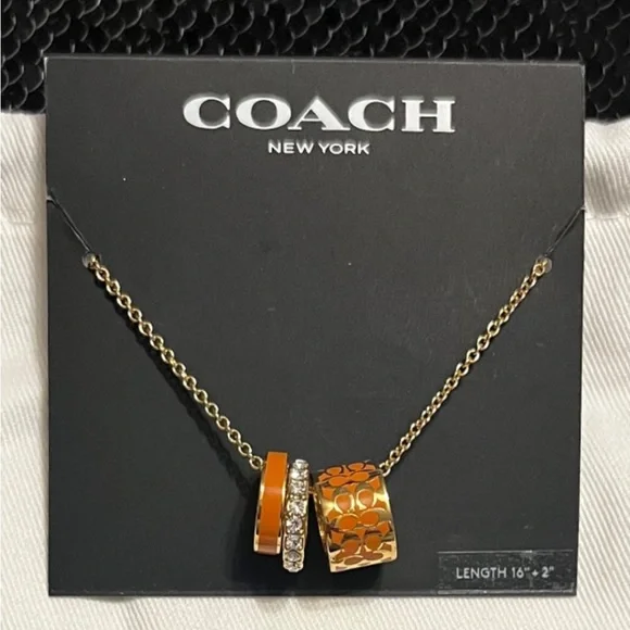 Coach Gold and Brown Pendant Necklace - Picture 1 of 7